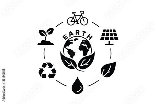The Earth's natural resources and sustainable practices form an interconnected cycle for planetary health.