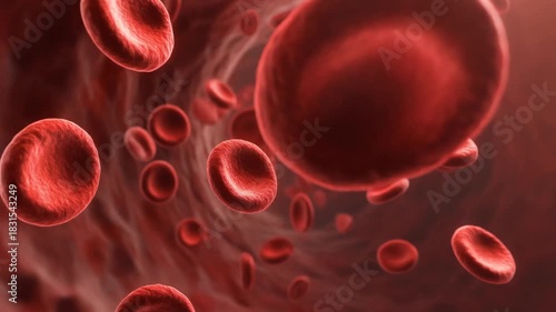 Microscopic Red Blood Cells Flowing Through Vessel – Scientific Medical Animation