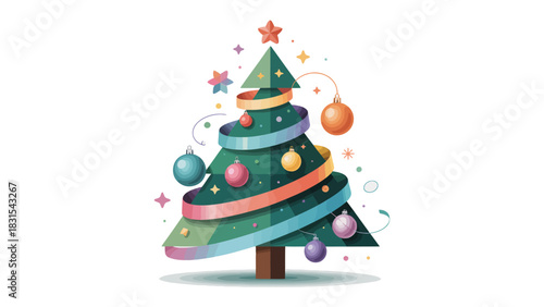 Holiday Cheer: A festive Christmas tree, adorned with colorful ornaments and a shining star, radiates the spirit of joy and celebration.