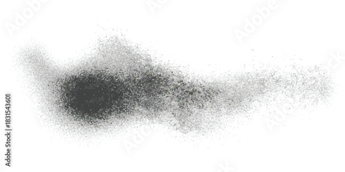 Abstract dark grey spray paint texture on clean white background element