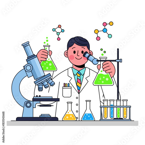 Scientist conducts research using laboratory equipment to advance knowledge in scientific fields