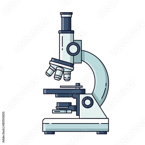 Detailed vector illustration depicting a microscope for scientific exploration and diagnostics
