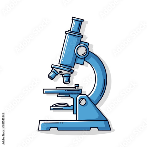 Detailed blue microscope illustration for scientific research and medical laboratory analysis