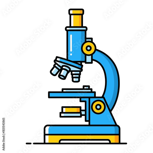 Stylized microscope illustration for scientific study and medical research purposes
