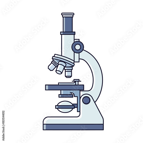 Detailed illustration of a laboratory microscope for scientific research and examination