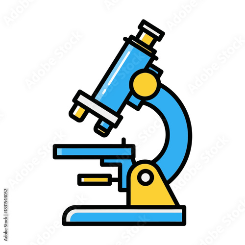 A colorful microscope illustration highlighting scientific observation and discovery research design