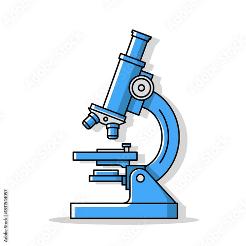 Detailed blue microscope illustration representing scientific exploration and research analysis