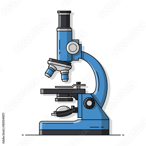 Detailed microscope vector illustration for scientific research and education uses