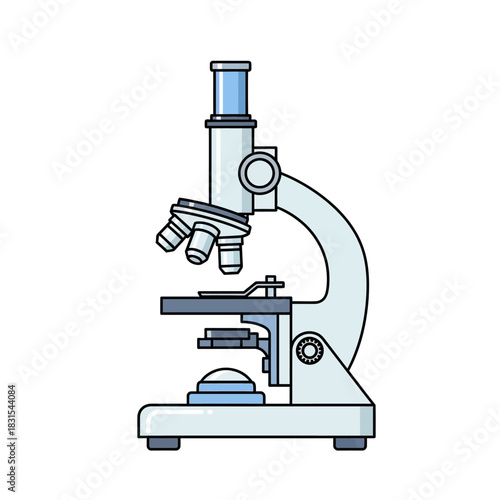 Detailed illustration of a microscope used for scientific research and analysis