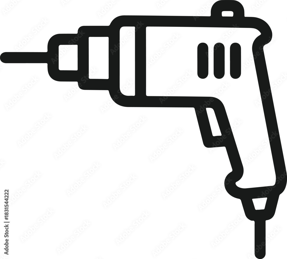 Obraz premium Simple line art icon of a corded electric drill