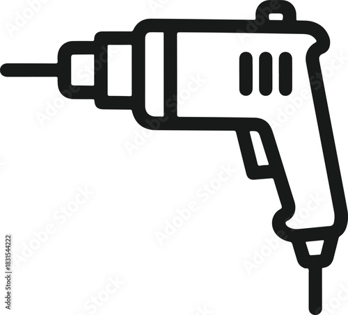 Simple line art icon of a corded electric drill