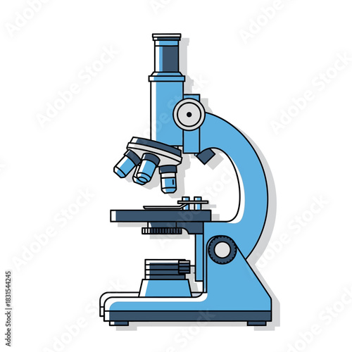 Stylized microscope illustration for scientific research and laboratory analysis display