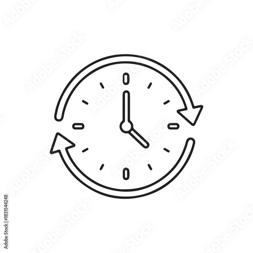 Circular time refresh update cycle line outline icon.
