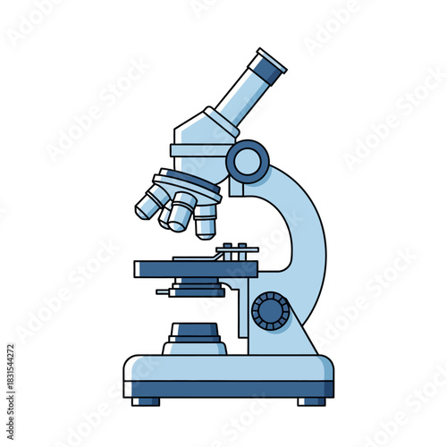 Detailed vector illustration of a scientific microscope for laboratory research and experimentation