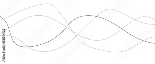 Vector black abstract wave thin curved lines graphic for design.