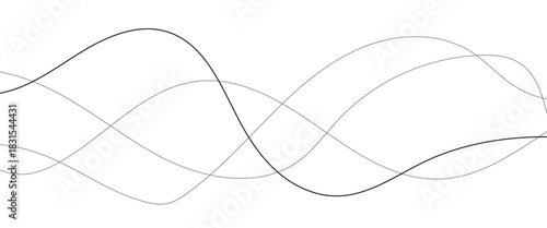 Abstract wavy black and white curved lines.