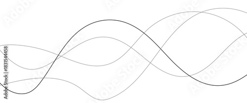 Abstract black lines wave curve motion on white background. Thin wavy line abstract background wave line horizontal divider outline minimalist background.