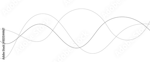 Vector black abstract wave thin curved lines graphic for design.