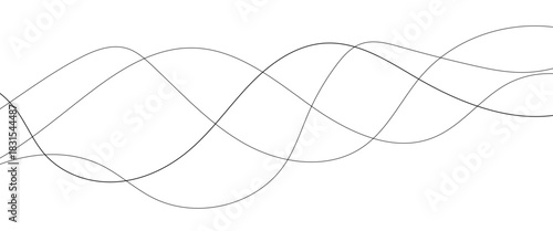 Abstract black lines wave curve motion on white background. Thin wavy line abstract background wave line horizontal divider outline minimalist background.