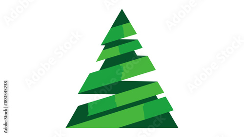 Stylized Green Tree: A modern, geometric rendering of a fir tree, celebrating the essence of nature with simplicity and elegance.