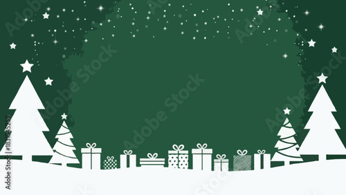 Elegant Christmas frame with minimal geometric trees on left and right edges