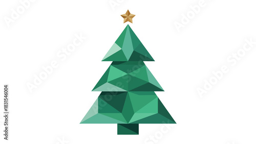 Geometric Christmas Tree Illustration: A stylized illustration of a Christmas tree with a geometric design, showcasing a festive spirit and holiday cheer.