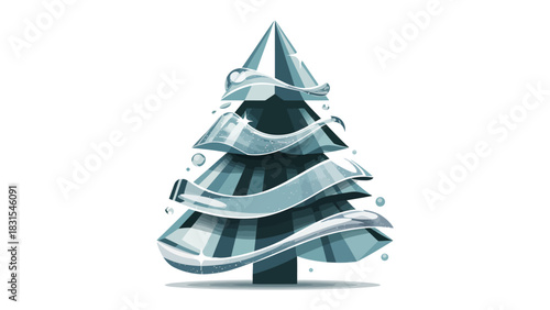 Festive Holiday Tree: A unique and stylish depiction of a decorated evergreen tree, perfect for holiday greetings and seasonal designs.