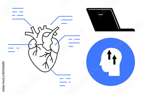 Digital transformation. Digital tools revolutionizing healthcare through heart-related technology and innovative solutions. Digital transformation enhancing medical care, data flow