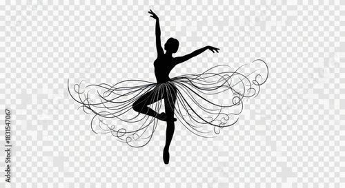Elegant ballet dancer silhouette showcasing grace and poise with flowing tutu