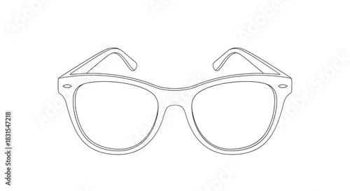 Minimalistic line drawing of fashionable sunglasses with a sleek design