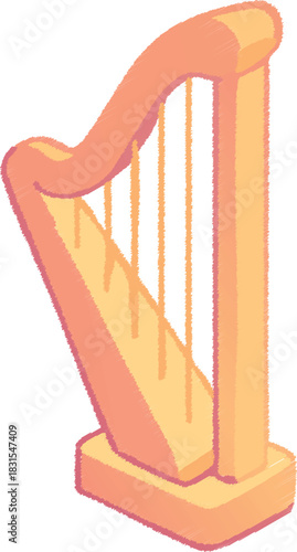 Wooden concert harp
