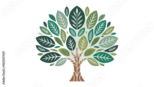 Abstract Tree: An artistic representation of a tree, symbolizing growth and environmental consciousness, with lush green leaves forming its crown, and sturdy trunk.