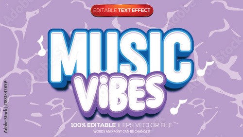 3D text effect music vibes theme