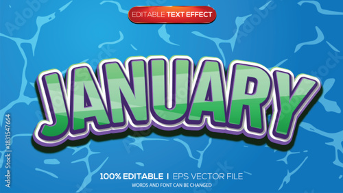 3D text effect January theme