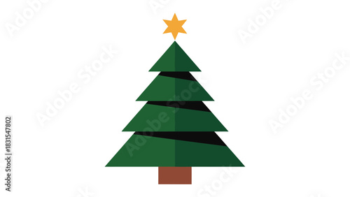 Holiday Cheer: Simple yet elegant, this image captures the essence of a decorated evergreen, crowned with a golden star, ready to spark holiday cheer. 