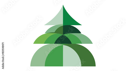 Geometric Tree Illustration: An elegant and stylized depiction of a coniferous tree, rendered with a modern geometric aesthetic, evoking simplicity and natural beauty.