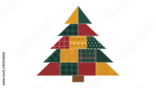 Festive tree: A charming patchwork tree, its vibrant colors and geometric shapes exude a festive, joyful atmosphere, symbolizing the warmth and togetherness of the holidays.