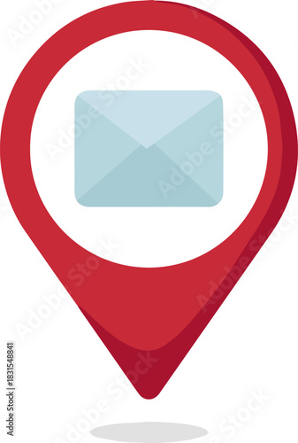 Free Download Red location pin with mail envelope flat vector icon design - GFXLoad