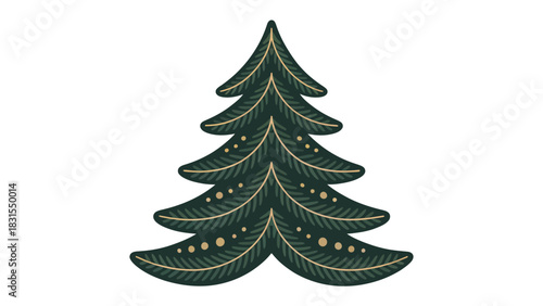 Holiday Pine: The image showcases a stylized illustration of a coniferous tree with intricate detailing, evoking the holiday spirit.