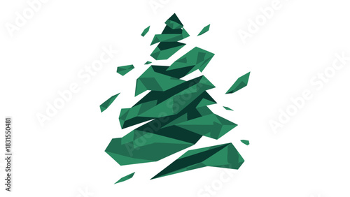 Green Geometric Tree: A modern, minimalist illustration captures the essence of a tree through a stylized geometric design. Its clean lines and vibrant green color represent the natural world.