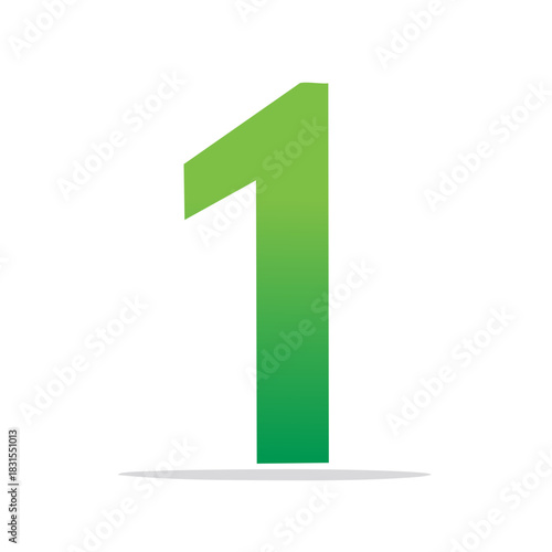 Green Number One with Shadow Illustration for Business or Education
