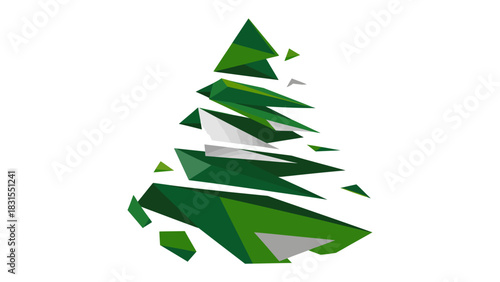 Evergreen Geometric Tree: A stylized representation of an evergreen tree crafted from geometric shapes, this artwork blends modern aesthetics with the natural world, symbolizing growth.