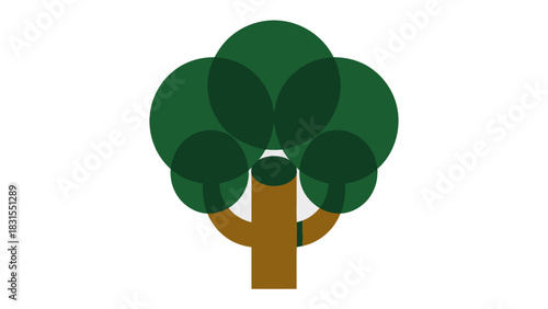 Abstract Tree in Nature's Embrace: An abstract illustration of a tree representing the beauty and simplicity of nature, a modern interpretation of a woodland motif.