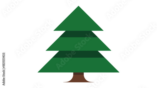Evergreen Tree Icon: A simple evergreen tree icon is shown on isolated background. This image is suitable for a variety of designs and concepts.