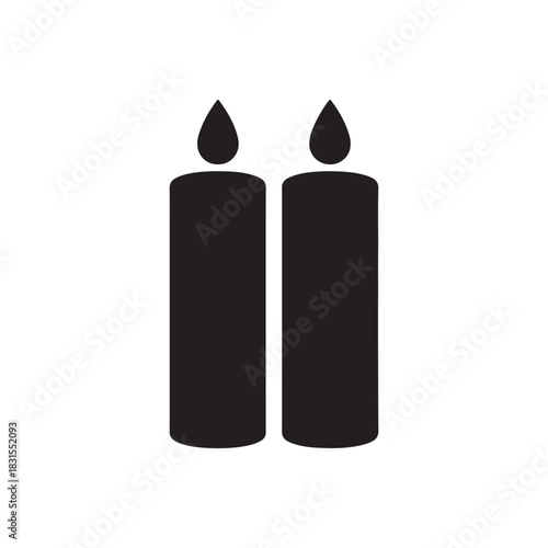  Two Burning Candles Icon – Minimal Black Silhouette