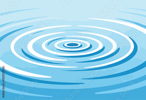 An abstract illustration of water with concentric wave ripples in varying shades of blue and white
