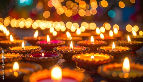 Burning candles glow in the dark church, casting a warm light and flame for Christmas celebration