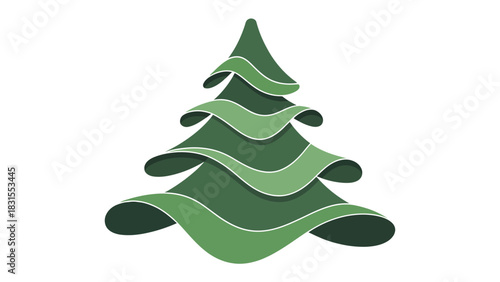Evergreen Serenity: A stylized evergreen tree composed of layered green elements, conveying a sense of calm. The simplicity of the image evokes nature.