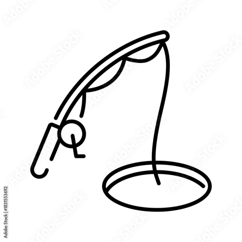 Ice fishing icon. winter, ice, fishing, snow, nature, lake, cold, frozen, hole, rod. Vector Icon Illustration