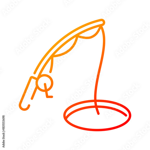Ice fishing icon. winter, ice, fishing, snow, nature, lake, cold, frozen, hole, rod. Vector Icon Illustration